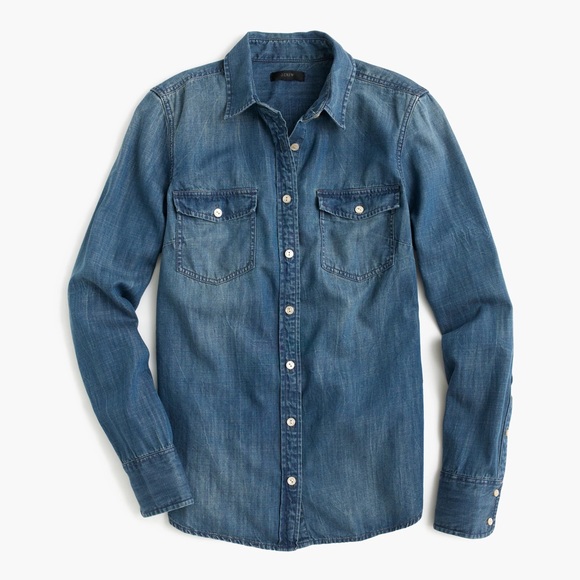 J. Crew Tops - J.Crew western chambray top EUC